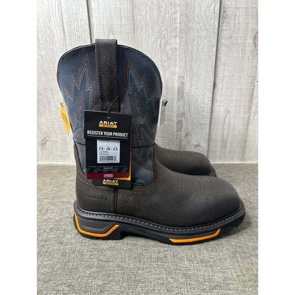 Ariat Big Rig Composite Toe Work Boots Mens Size 7.5 EE Wide Waterproof Leather - Picture 2 of 15